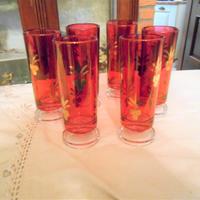 Bicchieri rossi decoro oro