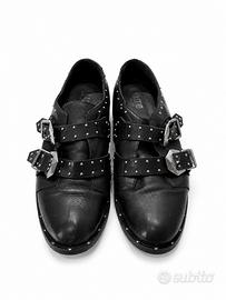 Scarpe Il Laccio nere in pelle con doppia fibbia