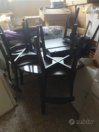 TAVOLO SALA+4 SEDIE LEGNO SCURO 