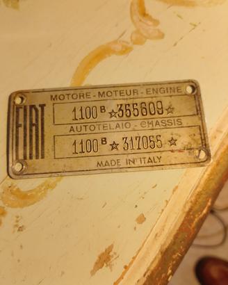 Taghetta identificativa fiat 1100b