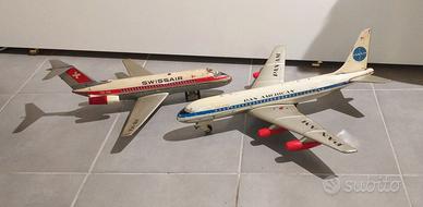 Giocattoli latta aerei PanAm Boeing707 SwissairDC9