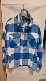 Camicia giacca ragazza a quadri blu-bianco