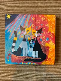 Quadretto su legno gatti Wachtmeister