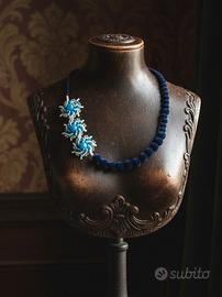 Collana Girocollo Con Perle Blu, Perline Grosse, Gioielli - Foto 3
