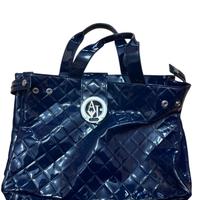 Borsa Armani Jeans blu vernice trapuntata