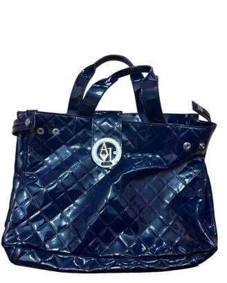 Borsa Armani Jeans blu vernice trapuntata
