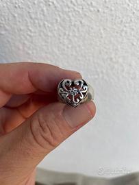 Anello argento 925 heart goth silver ring