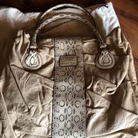 Grande borsa in mordida pelle color crema