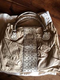 Grande borsa in mordida pelle color crema