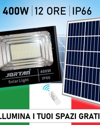 Faro Led 400W con Pannello Solare Telecomando
