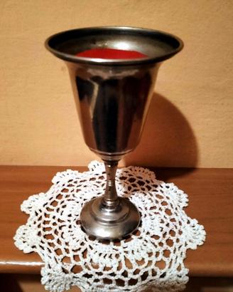 CALICE ANTICATO CON CANDELA ROSSA FUSA **NUOVO**