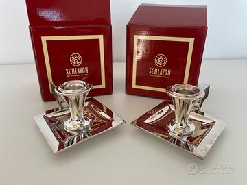 2 portacandele argento