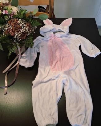 pigiamone costume bambina coniglio rabbit maschera