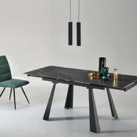 Tavolo 80x120 allung.180 spello marmo nero opaco