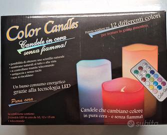 Candele LED Color Candles, 3 pz + Telecomando