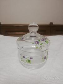 Portagioie Vetro Coperchio  Anni 80 Violette 