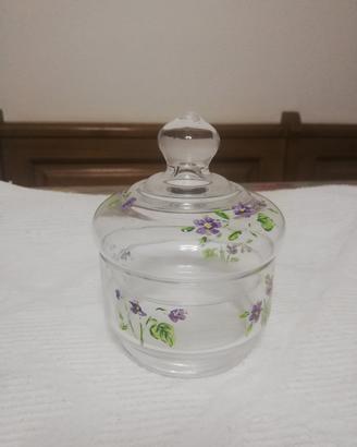 Portagioie Vetro Coperchio  Anni 80 Violette 