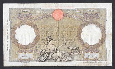 Banconota 100 lire 23.08.1943 rara