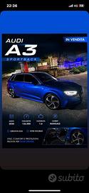 Audi A3 S line Blu Metallizzato-Full LED, perfetta