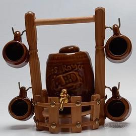 BOTTE DECORATIVA CON TAZZINE IN CERAMICA SMALTATA