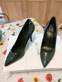 scarpe in vera pelle lucida verde bosco 