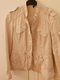 Giacca cotone lino H&M trench corto S