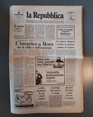 Numeri 1, 2 e 3 del quotidiano La Repubblica