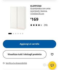 armadio 2 ante scorrevoli ilea