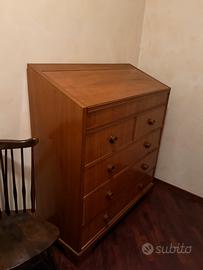 Secretaire/ Cassettiera a ribalta d’epoca in legno