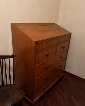 Secretaire/ Cassettiera a ribalta d’epoca in legno