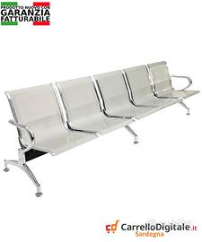 Panca per sala dattesa 5 posti in acciaioSilver