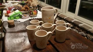 Set boccale piu bicchieri da birra in cramica