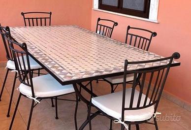 Tavolo Ferro Battuto Mosaico 200x100cm 160x90 