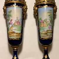Coppia Urne Porcellana Blu - Napoleon III