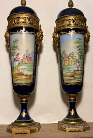 Coppia Urne Porcellana Blu - Napoleon III