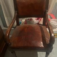 Sedia a poltrona legno e pelle