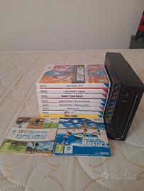 Nintendo Wii Nera + Bundle 10 Giochi (Mario Kart.)