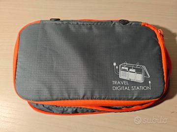 Organizer cavi e tech travel grigio e arancione