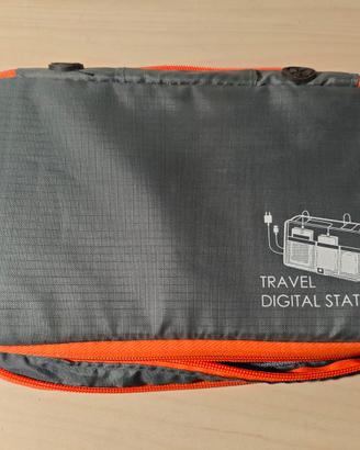 Organizer cavi e tech travel grigio e arancione