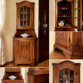 Angoliera d'Epoca in Legno Massello con Vetrinetta