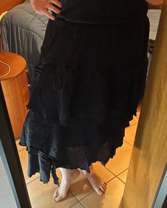 Gonna a balze tg62/64IT taglie grandi nera elegant