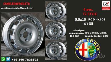 Cerchi tz 5,5x15 4x108 et35 alfa romeo