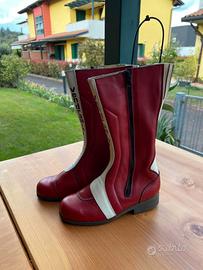 stivali moto Vendramini pelle rossi