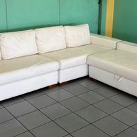 Divano in pelle 4/5 posti con chaise longue