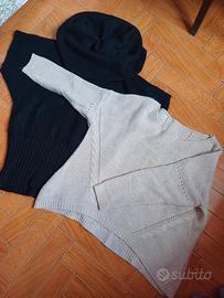Lotto 2 Maglioni Invernali: Nero con Maxi Collo + 