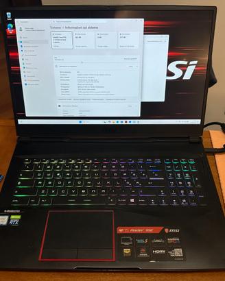 Notebook MSI ge75 raider 9se schermo da 17"