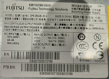 Fujitsu TX100 S3p 250W alimentatore