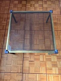 Tavolino da salotto vetro e metallo stile vintage