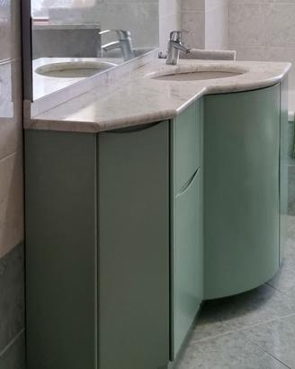 Mobiletto bagno laccato verde salvia