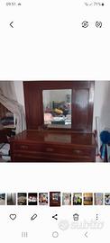 cassettiera in legno anni 40 con specchiera 